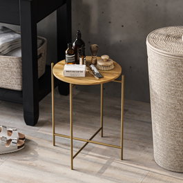 Hanah Home Mesa de Centro Shb-004-A Dorado y Natural